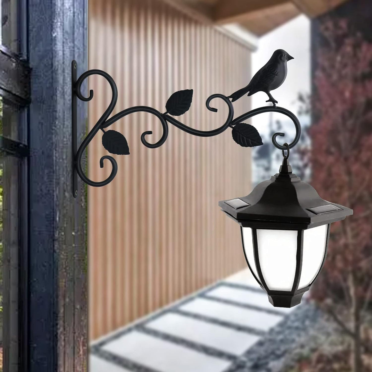 2pcs Black Wrought Iron Wall Hooks Decorative Brackets for Planters Lanterns