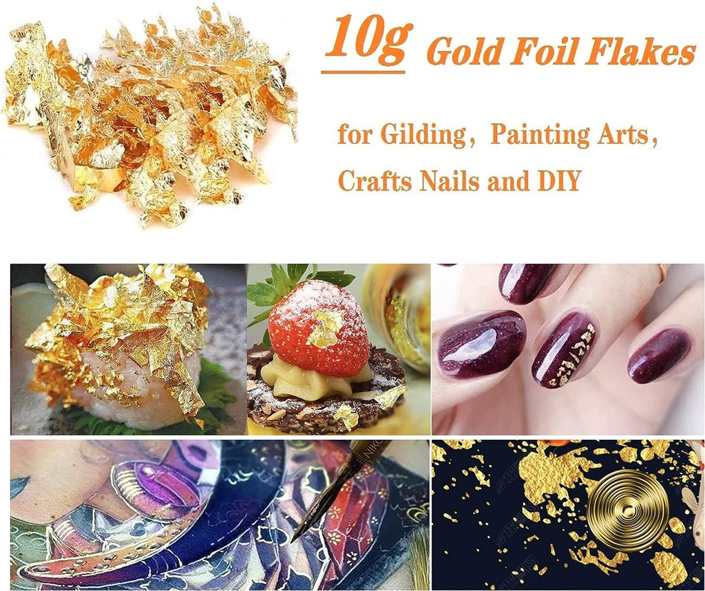 10g Gold Foil Flakes Metallic Leaf for Resin Nail Art Crafts