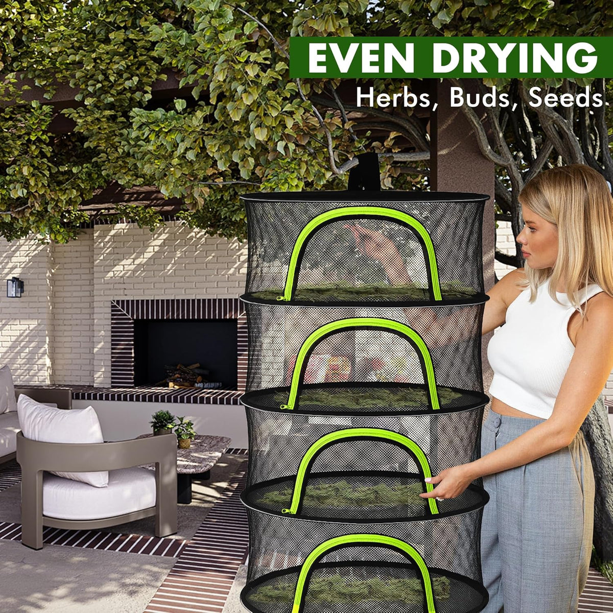 Herb Drying Rack Net 8 Layer Dryer Mesh Hanging Dryer Rack Zipper Dry Rack