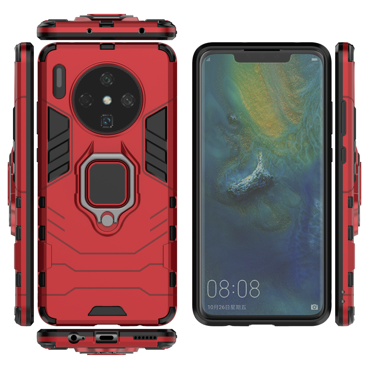 Huawei Mate 30 Rugged Tough Case Shockproof Hybrid Cover RED