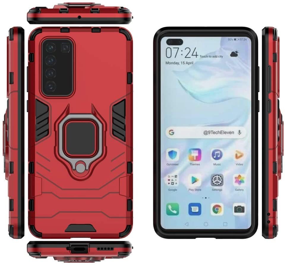 Huawei P40 Rugged Tough Case Shockproof Hybrid Cover RED