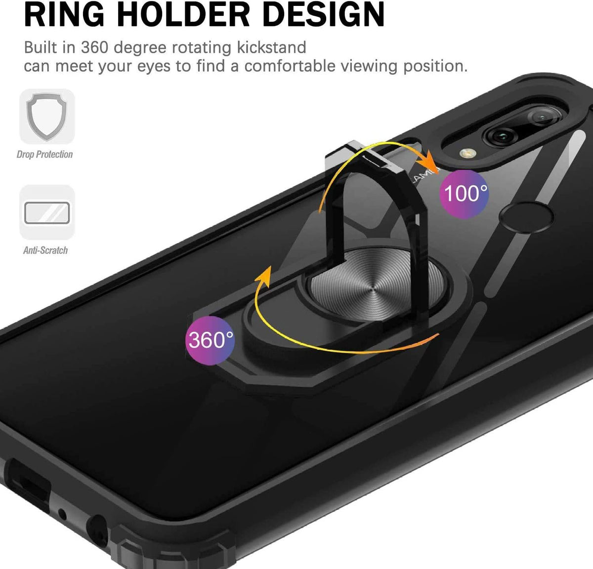 Huawei Y6s Rugged Tough Case Shockproof Hybrid Cover BLACK