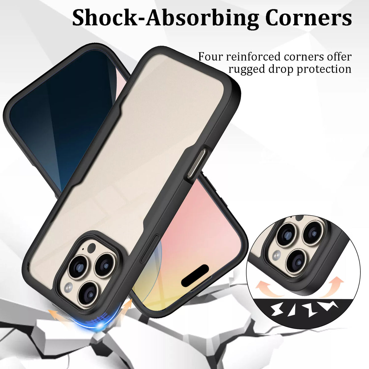 iPhone 16 Pro Case With Built-in Screen Protector BLACK