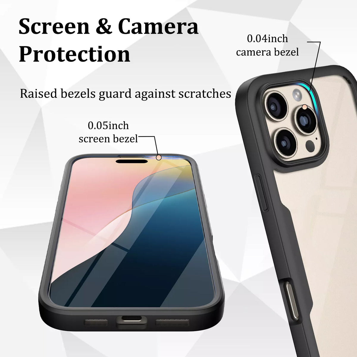 iPhone 16 Pro Case With Built-in Screen Protector BLACK