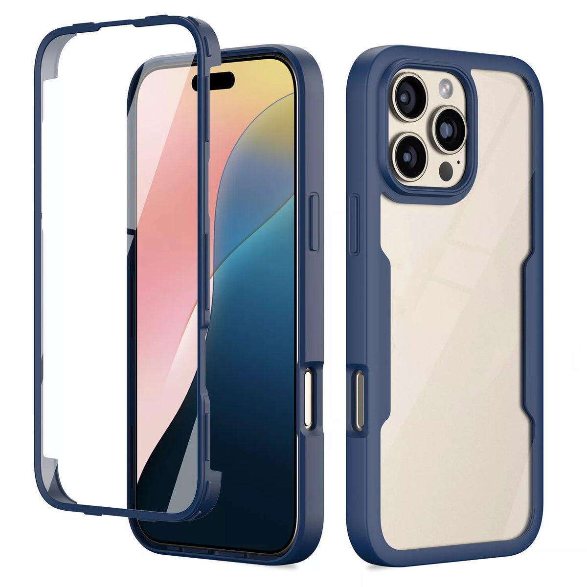 iPhone 16 Pro Case With Built-in Screen Protector BLUE