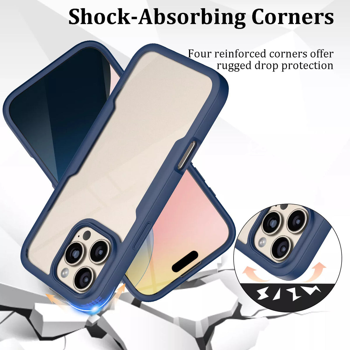 iPhone 16 Pro Case With Built-in Screen Protector BLUE