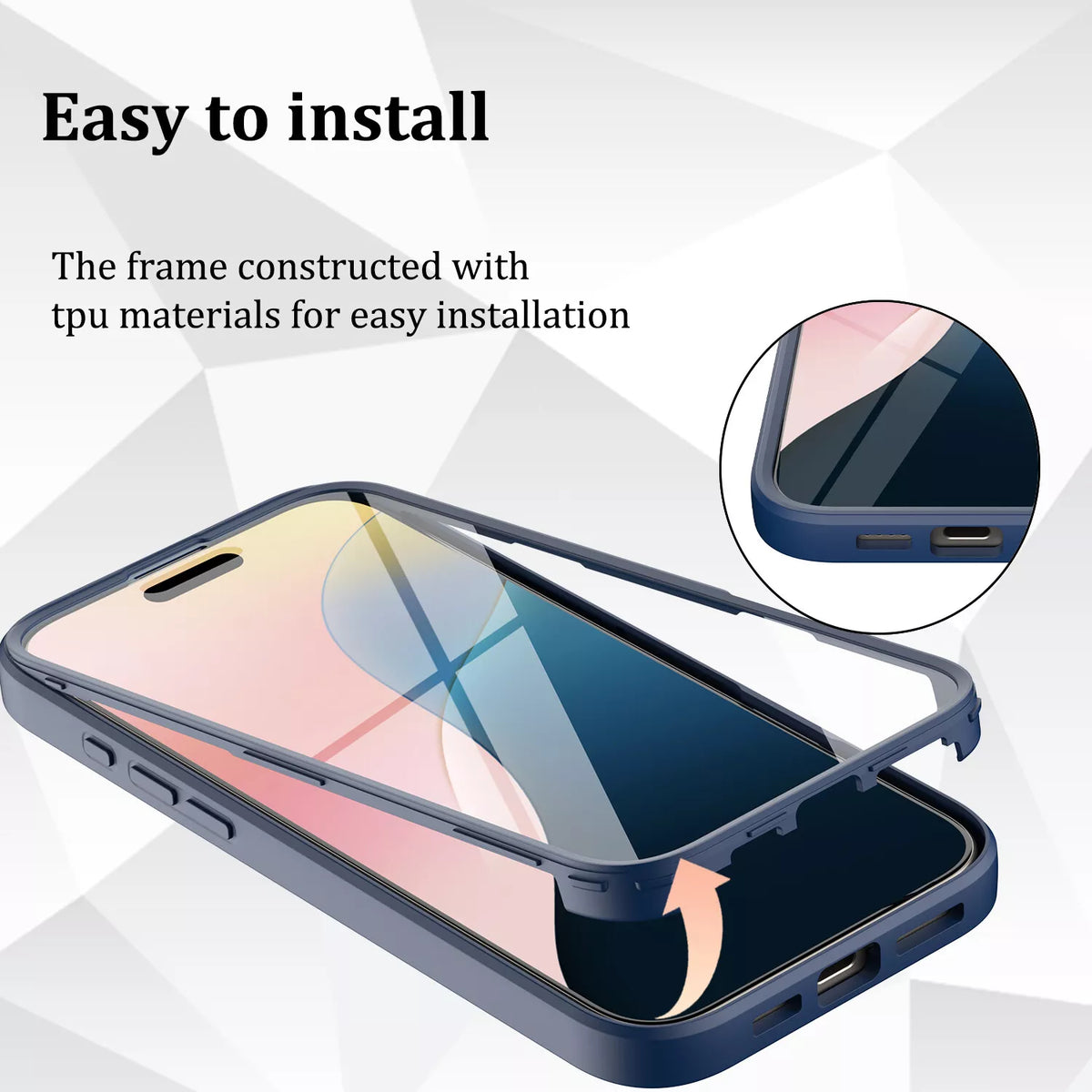 iPhone 16 Pro Case With Built-in Screen Protector BLUE