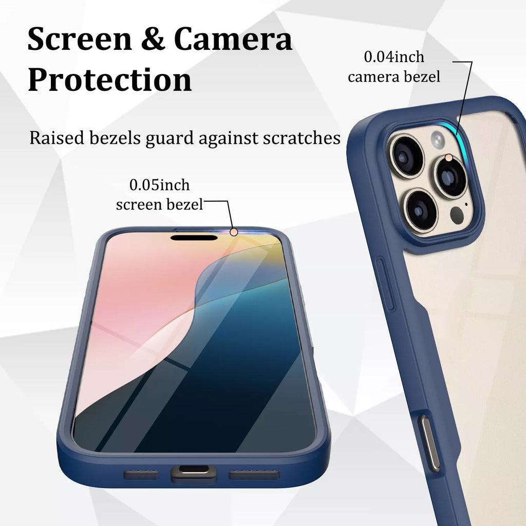 iPhone 16 Pro Case With Built-in Screen Protector BLUE