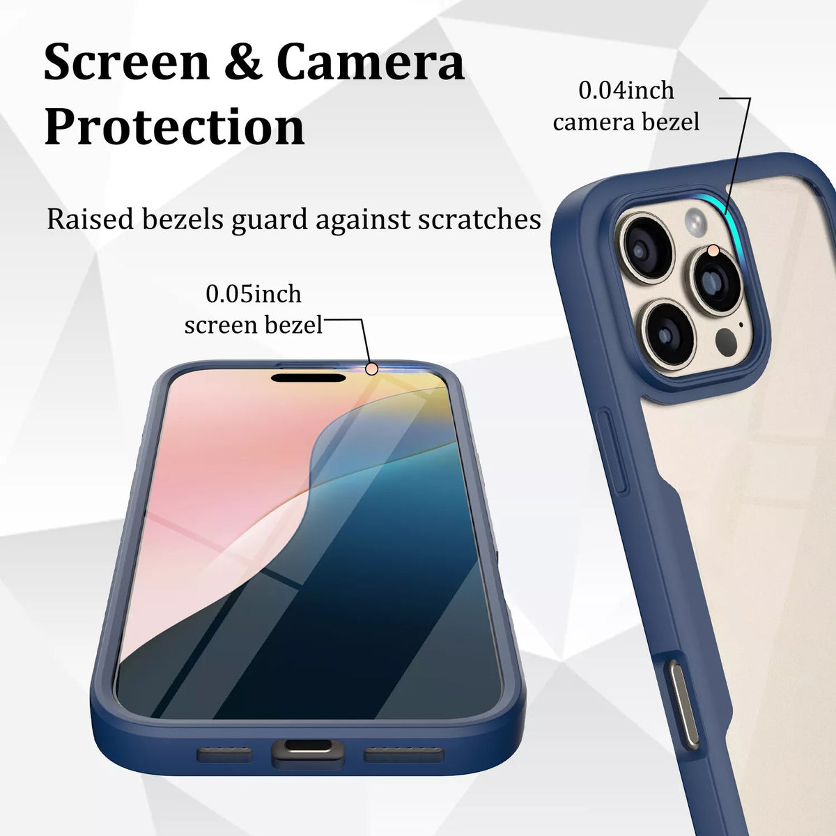 iPhone 16 Pro Case With Built-in Screen Protector BLUE
