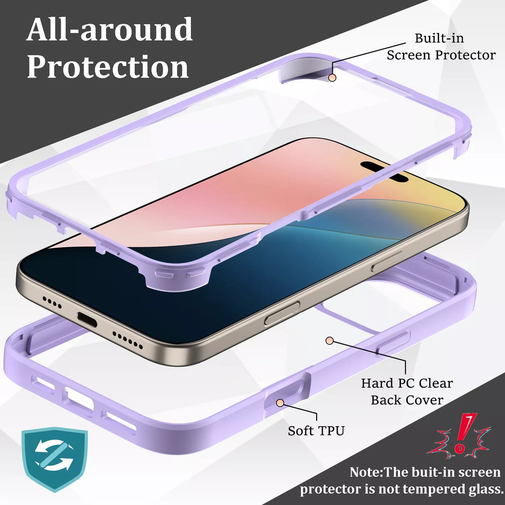 iPhone 16 Pro Case With Built-in Screen Protector PURPLE