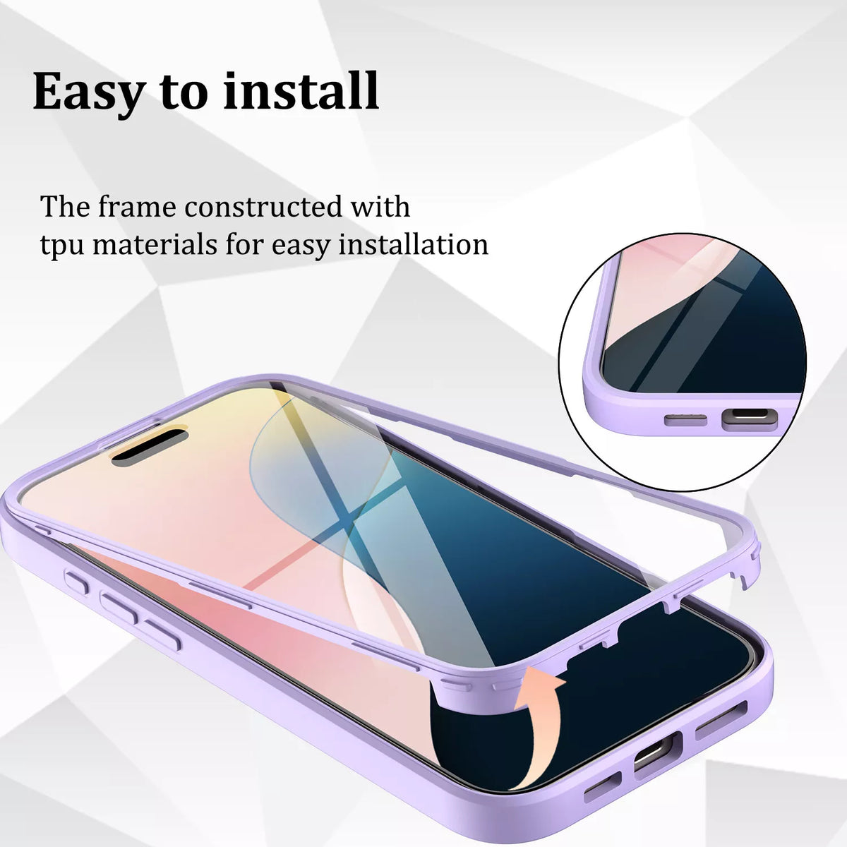 iPhone 16 Pro Case With Built-in Screen Protector PURPLE
