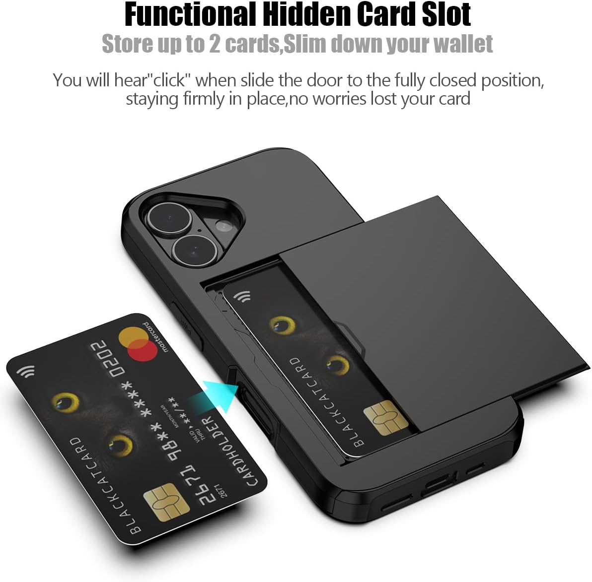 iPhone 17 Shockproof Wallet Case Card Cover BLACK