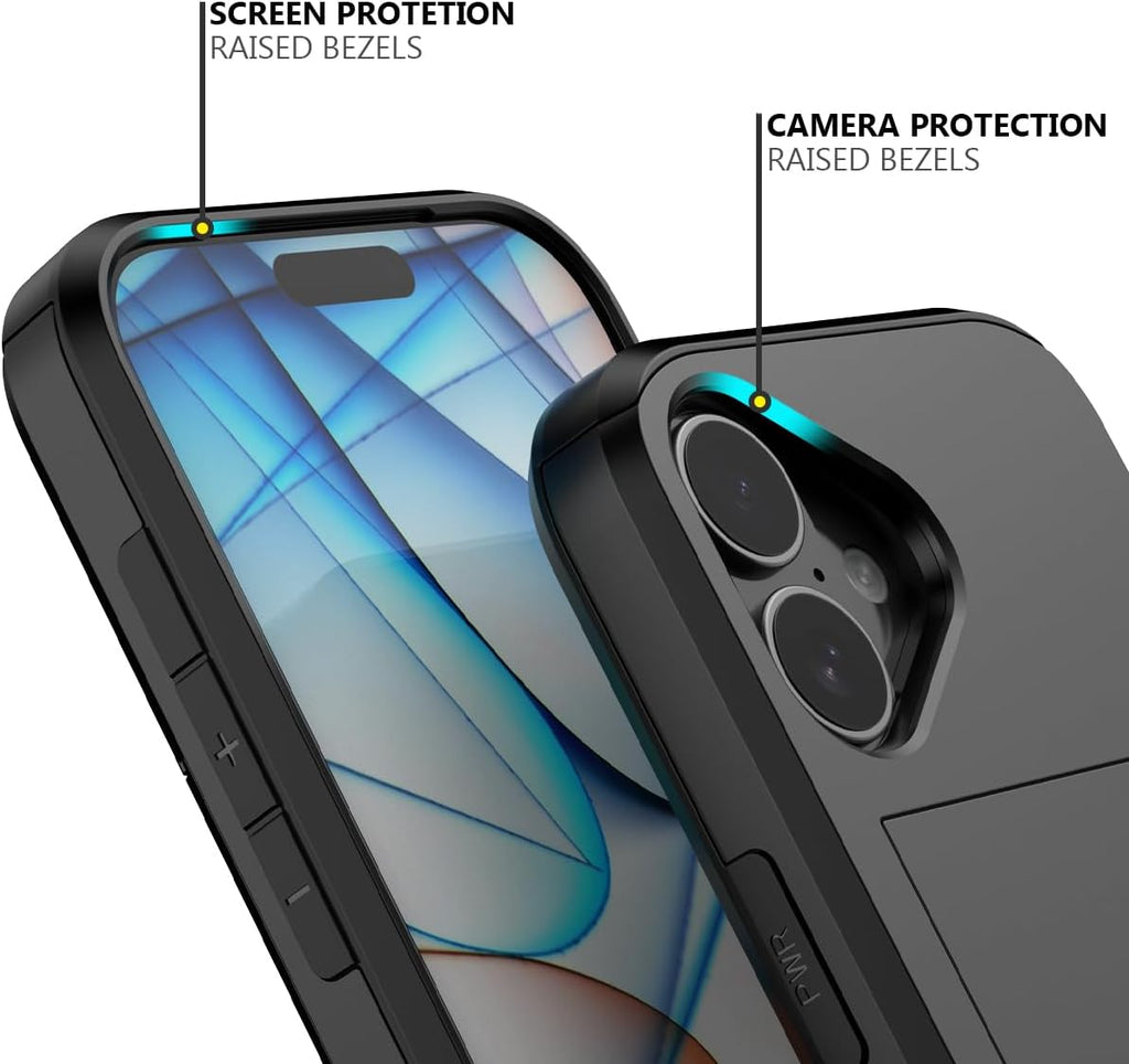 iPhone 17 Shockproof Wallet Case Card Cover BLACK