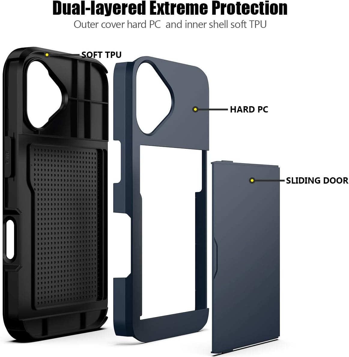 iPhone 16 Shockproof Wallet Case Card Cover BLUE