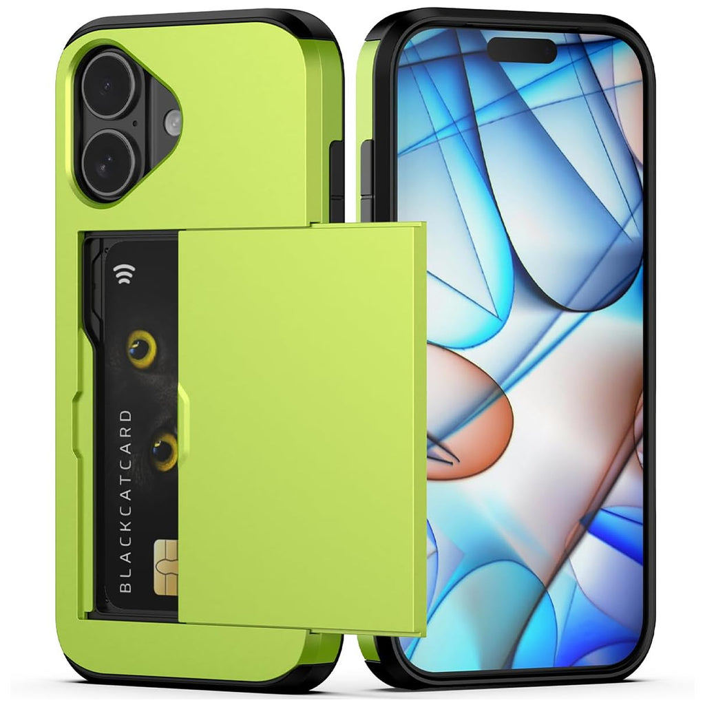 iPhone 16 Shockproof Wallet Case Card Cover GREEN