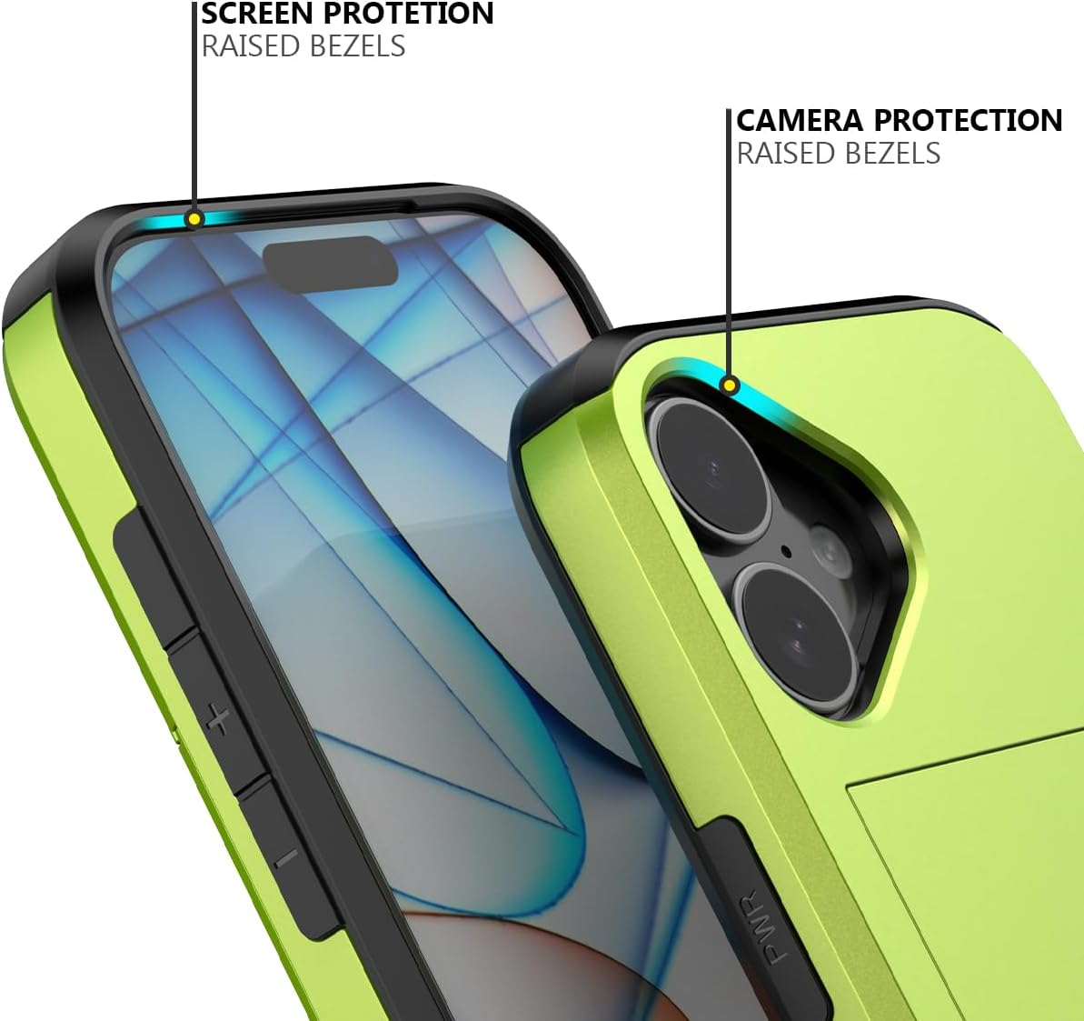 iPhone 16 Shockproof Wallet Case Card Cover GREEN