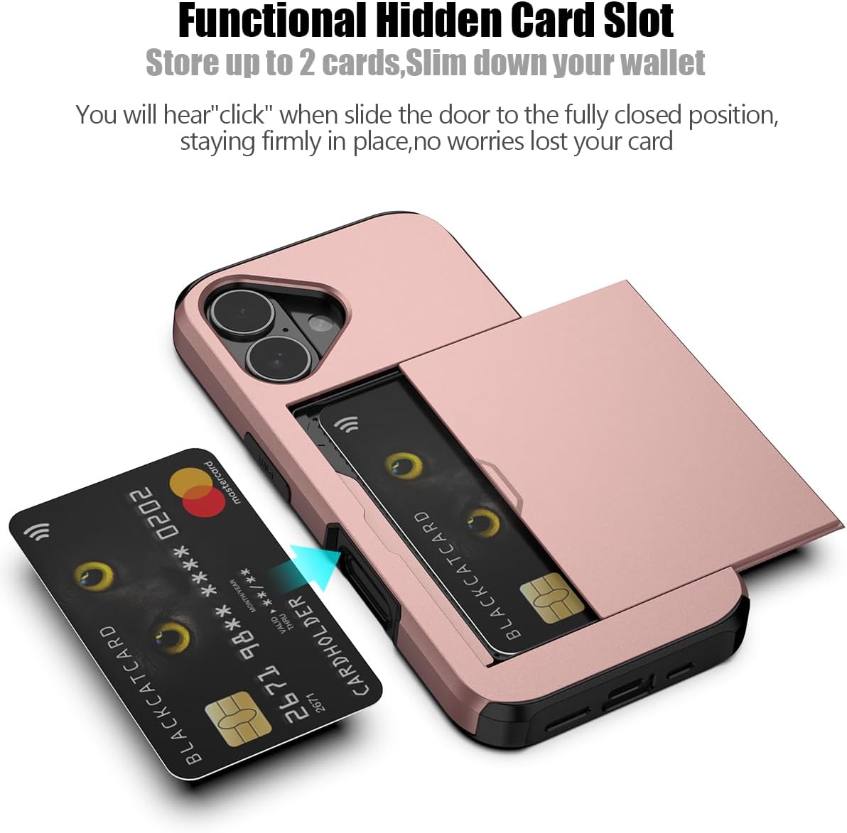 iPhone 16 Shockproof Wallet Case Card Cover PINK