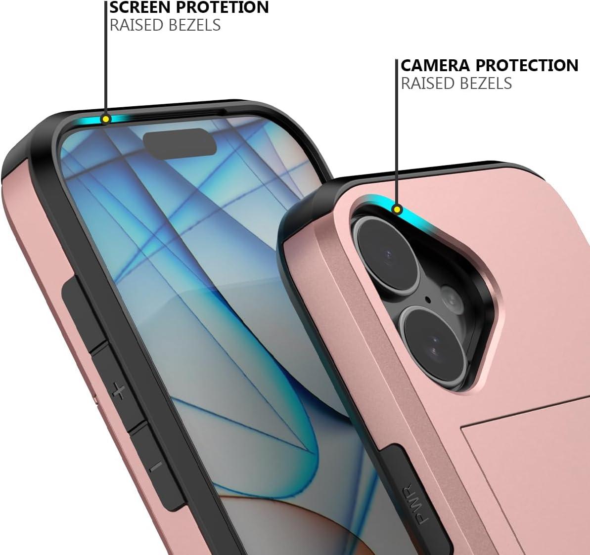 iPhone 16 Shockproof Wallet Case Card Cover PINK