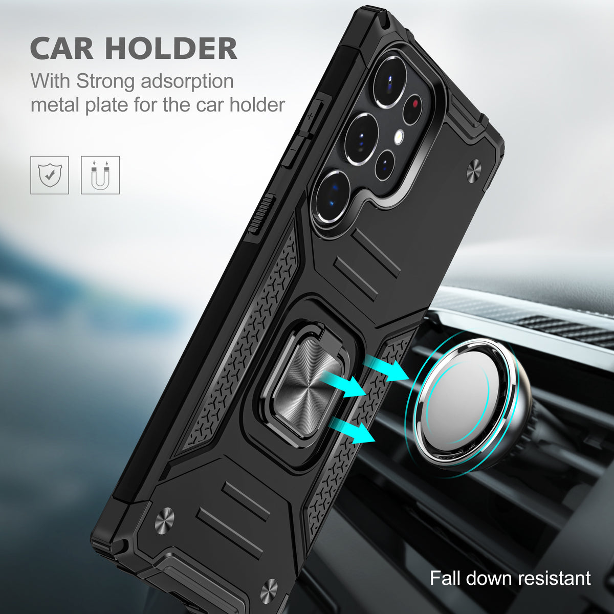 Samsung Galaxy S22 Ultra Rugged Tough Case Shockproof Hybrid Cover BLACK