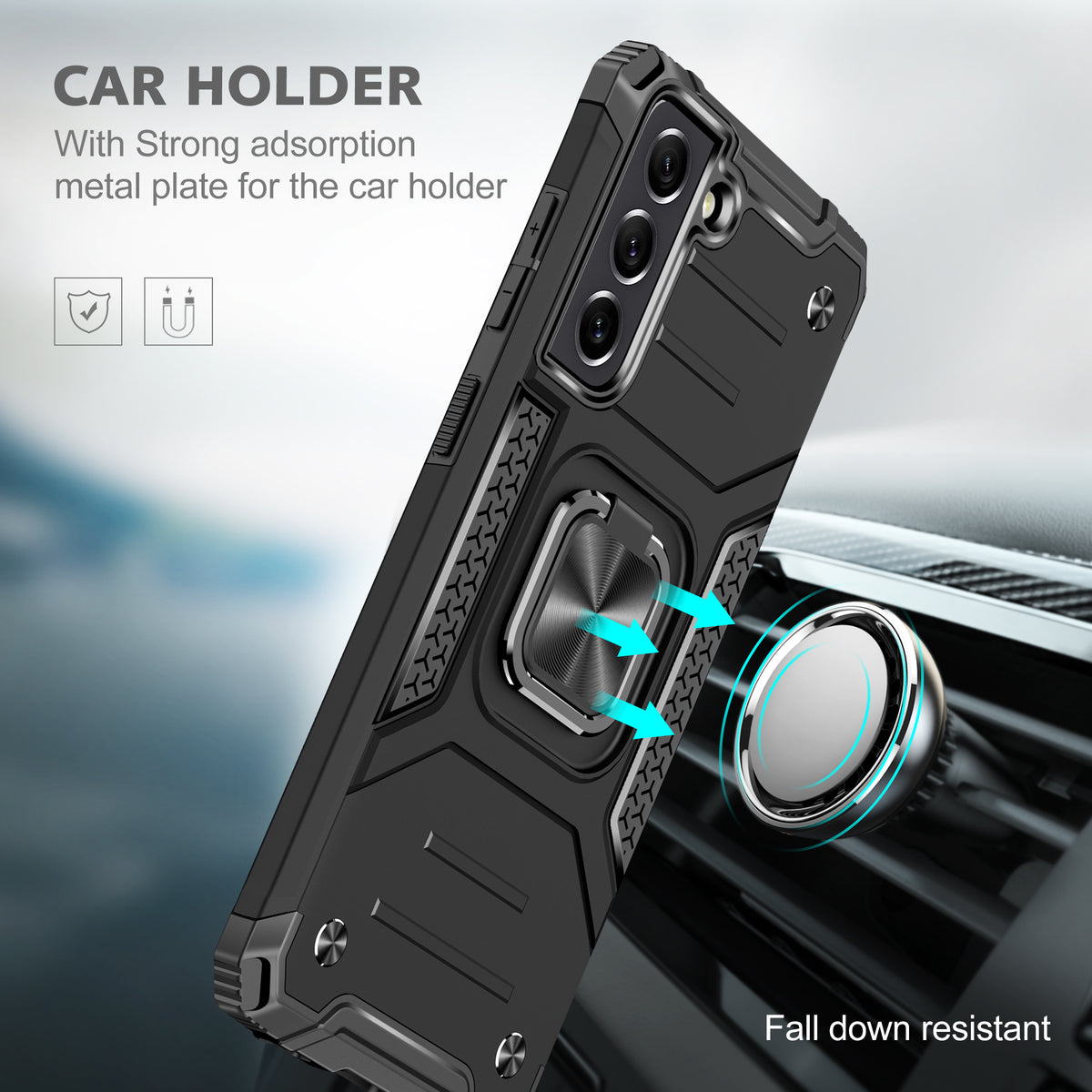 Samsung Galaxy S21 Plus Rugged Tough Case Shockproof Hybrid Cover BLACK