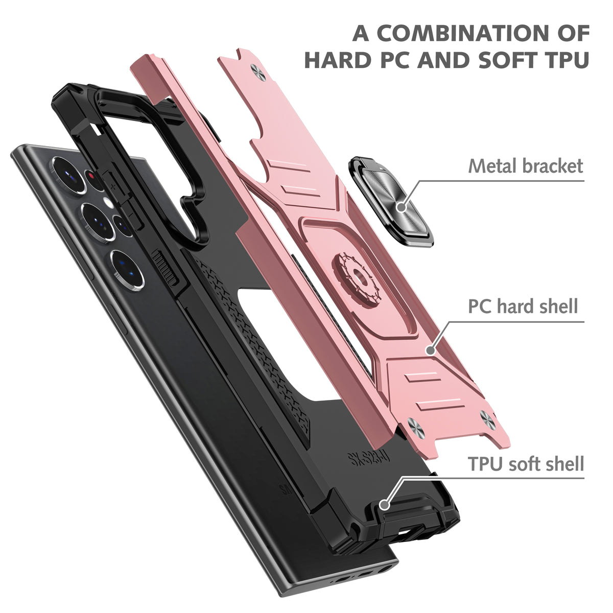 Samsung Galaxy S22 Ultra Rugged Tough Case Shockproof Hybrid Cover PINK