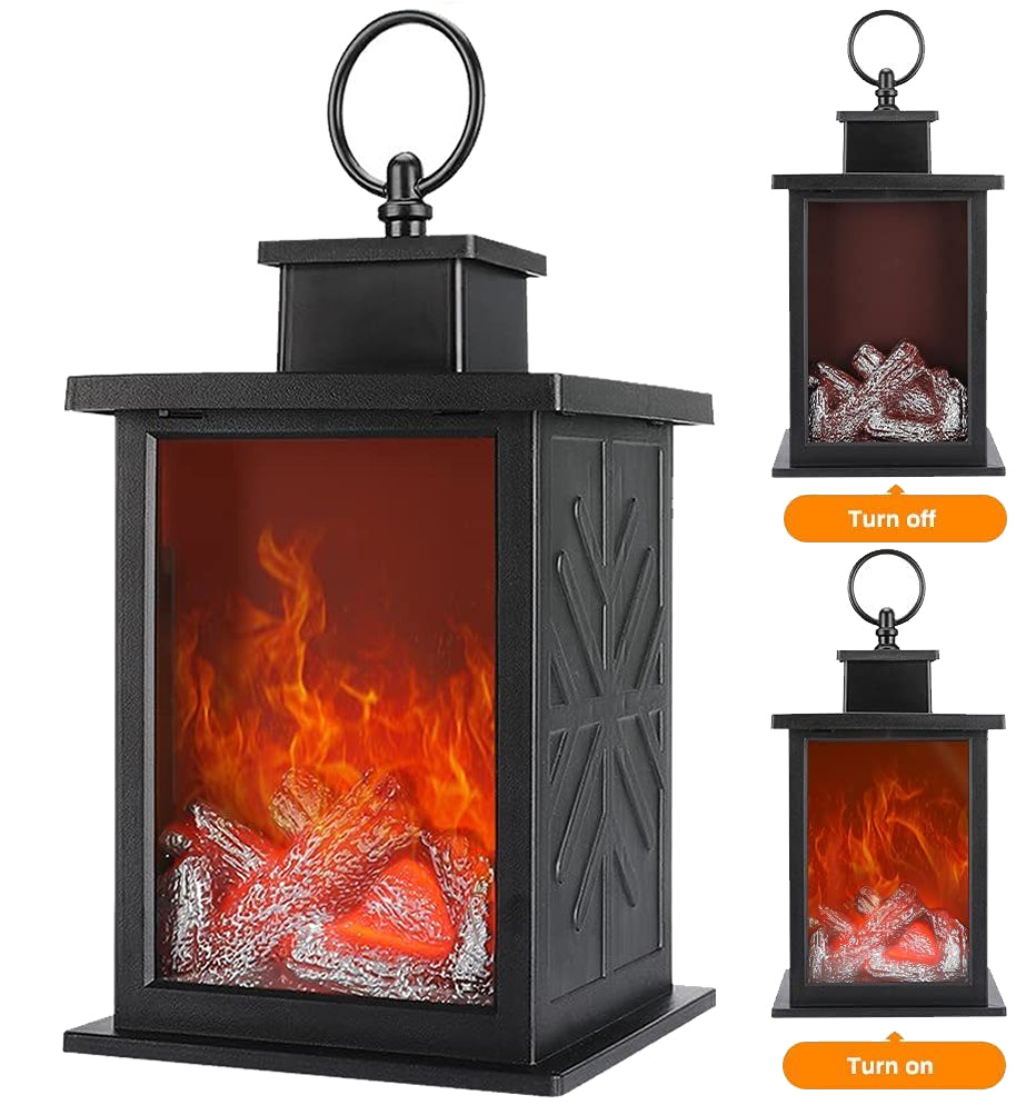 Flameless LED Light Fireplace Lantern Night Light