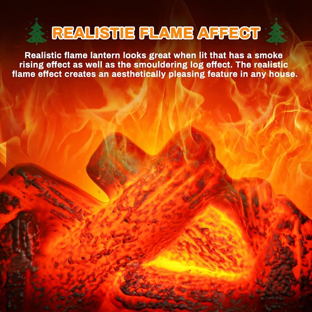 Flameless LED Light Fireplace Lantern Night Light
