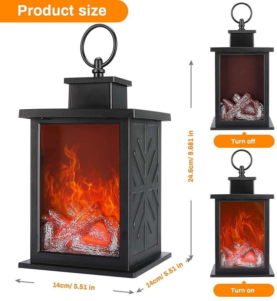 Flameless LED Light Fireplace Lantern Night Light