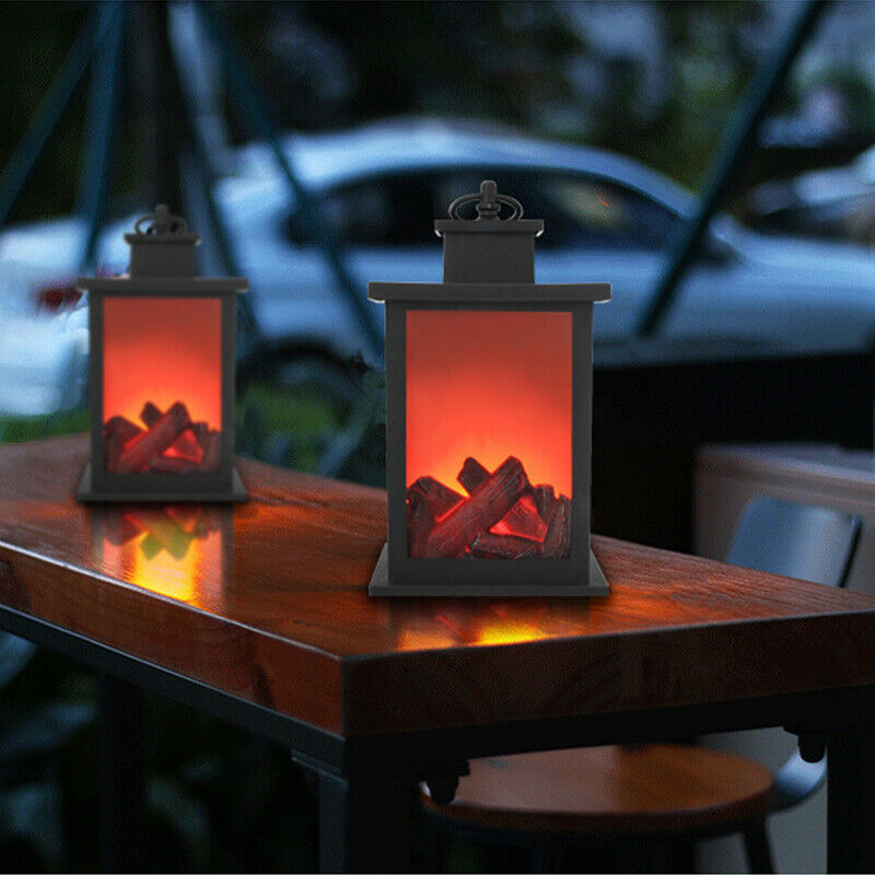 Flameless LED Light Fireplace Lantern Night Light