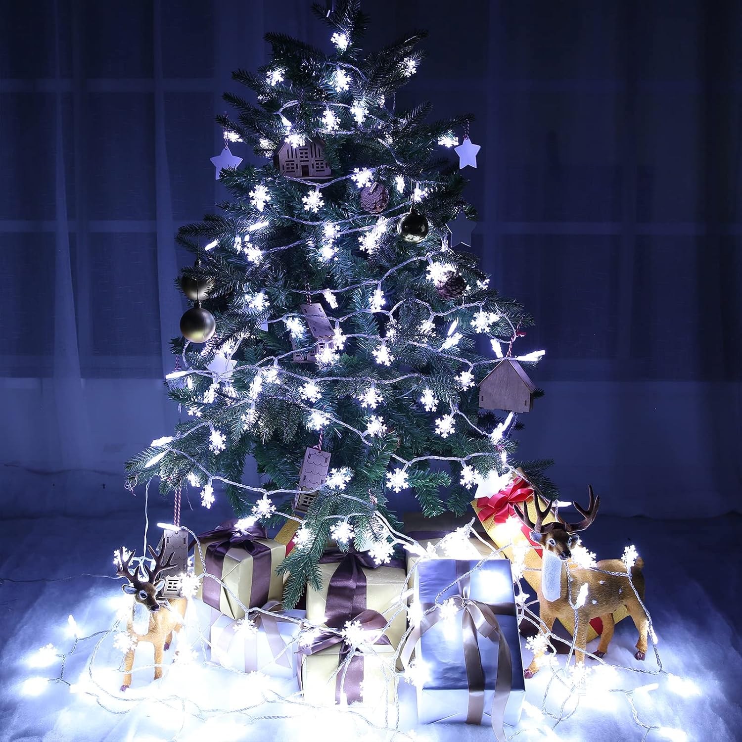 10M 80LEDs Christmas Fairy String Lights Christmas Tree Snowflake Lights Indoor Outdoor Xmas Decorations