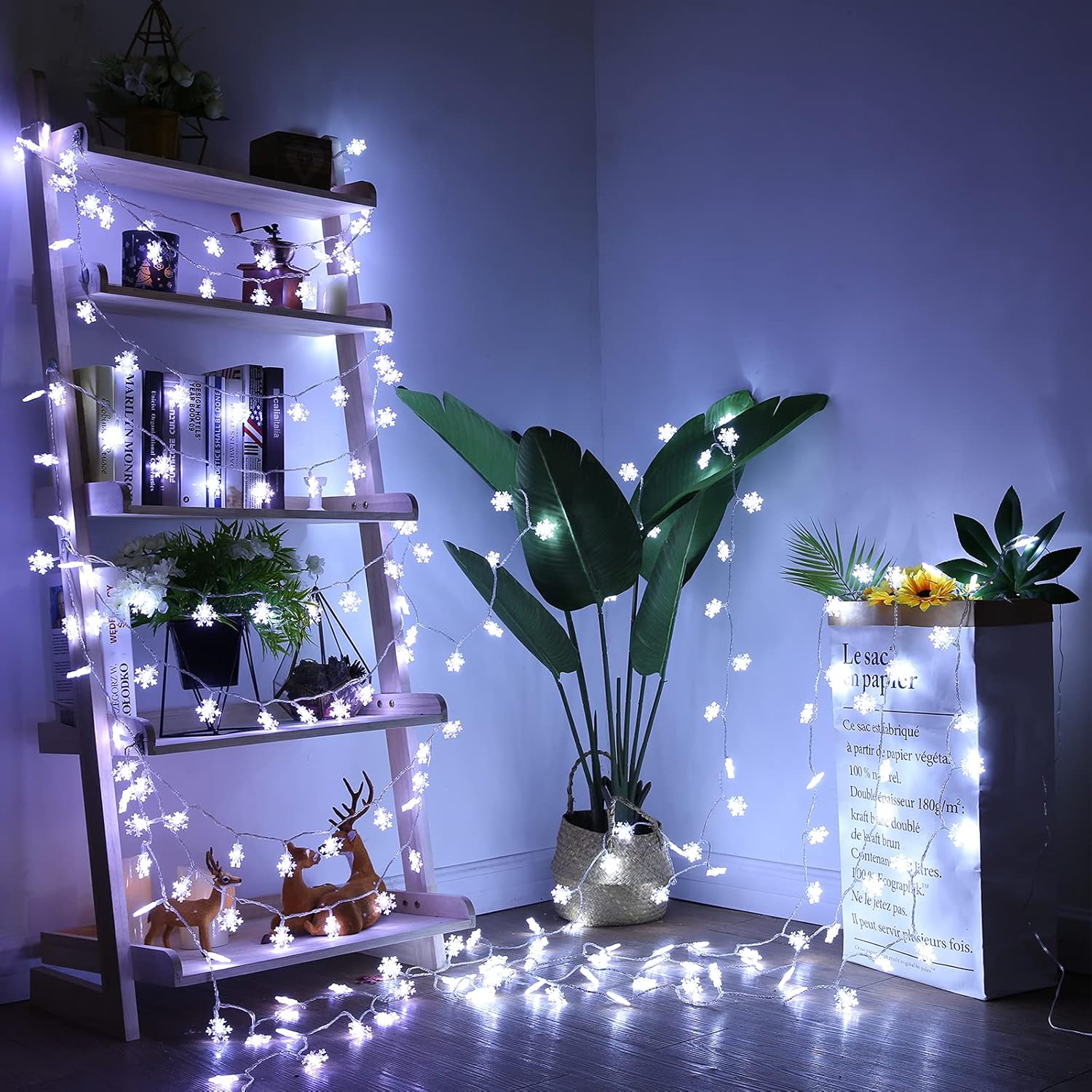 10M 80LEDs Christmas Fairy String Lights Christmas Tree Snowflake Lights Indoor Outdoor Xmas Decorations
