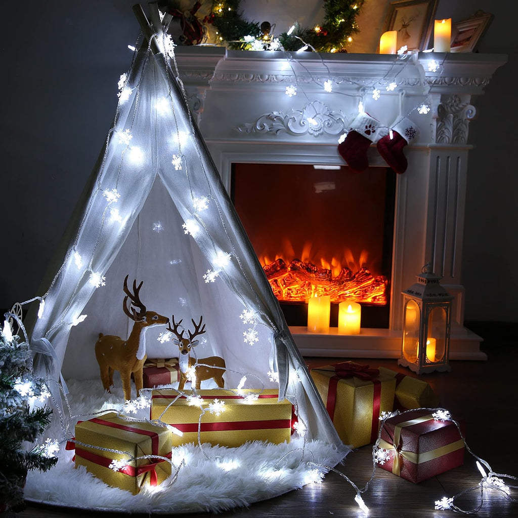 10M 80LEDs Christmas Fairy String Lights Christmas Tree Snowflake Lights Indoor Outdoor Xmas Decorations
