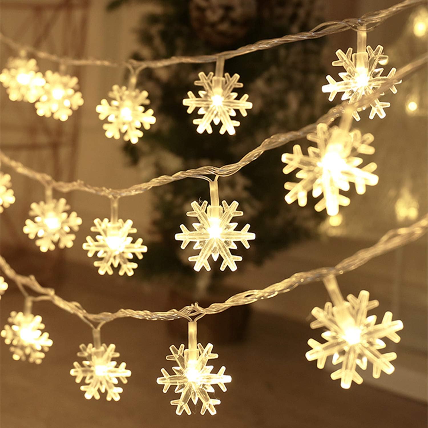 10M 80LEDs Christmas Fairy String Lights Christmas Tree Snowflake Lights Indoor Outdoor Xmas Decorations