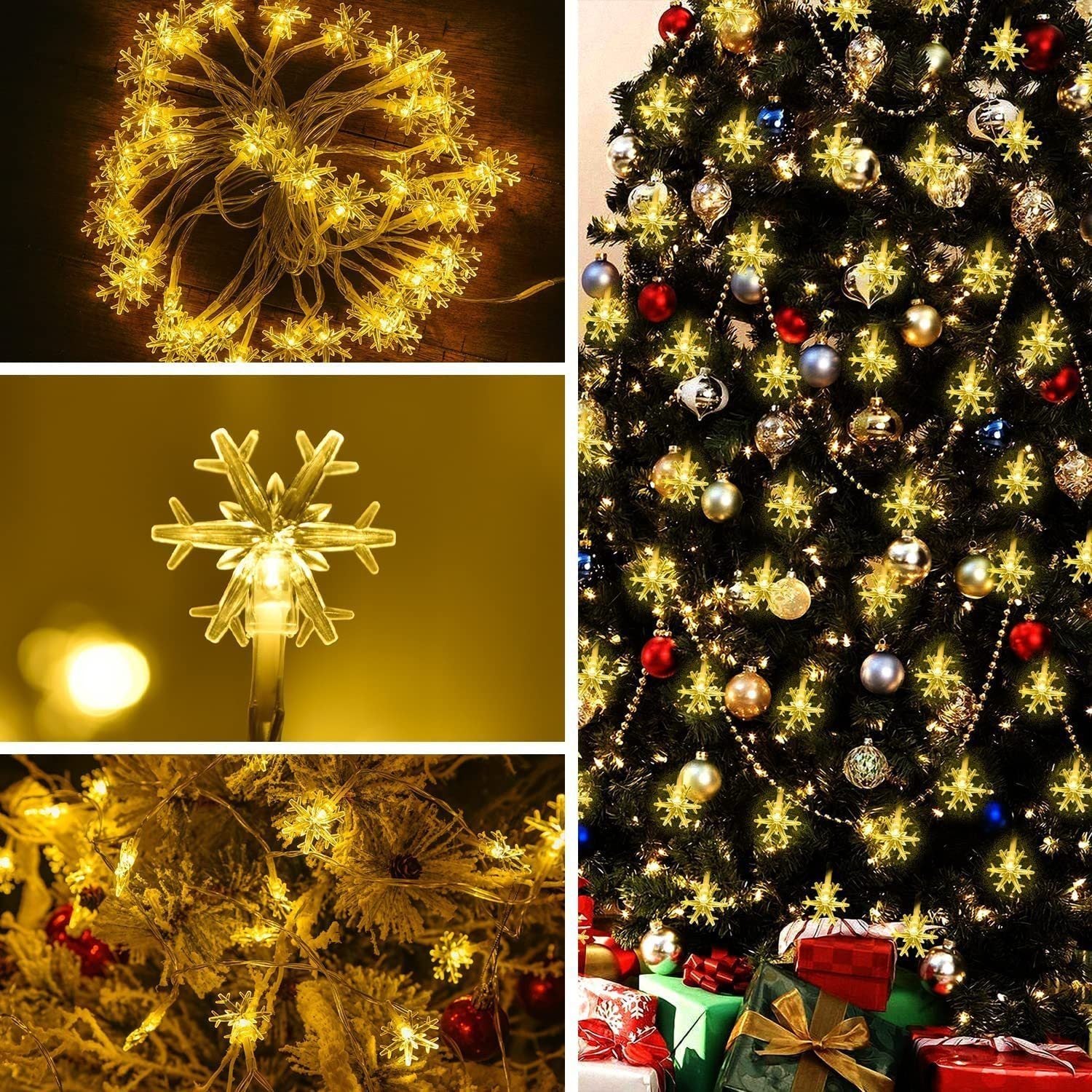 10M 80LEDs Christmas Fairy String Lights Christmas Tree Snowflake Lights Indoor Outdoor Xmas Decorations