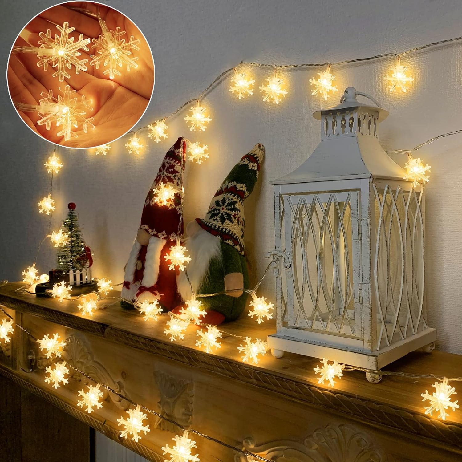10M 80LEDs Christmas Fairy String Lights Christmas Tree Snowflake Lights Indoor Outdoor Xmas Decorations
