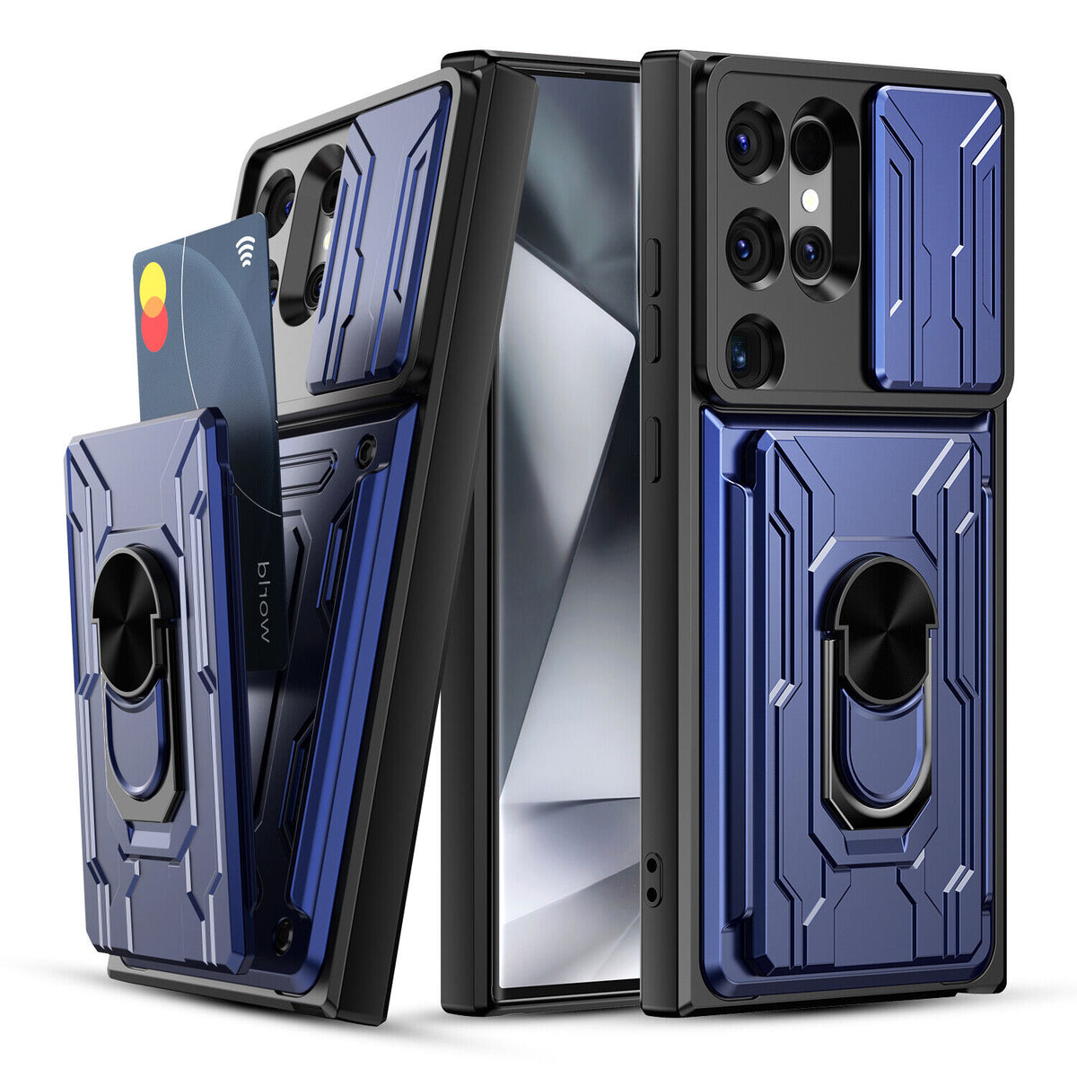 Samsung Galaxy S26 Ultra Rugged Shockproof Case Kickstand Card Cover BLUE
