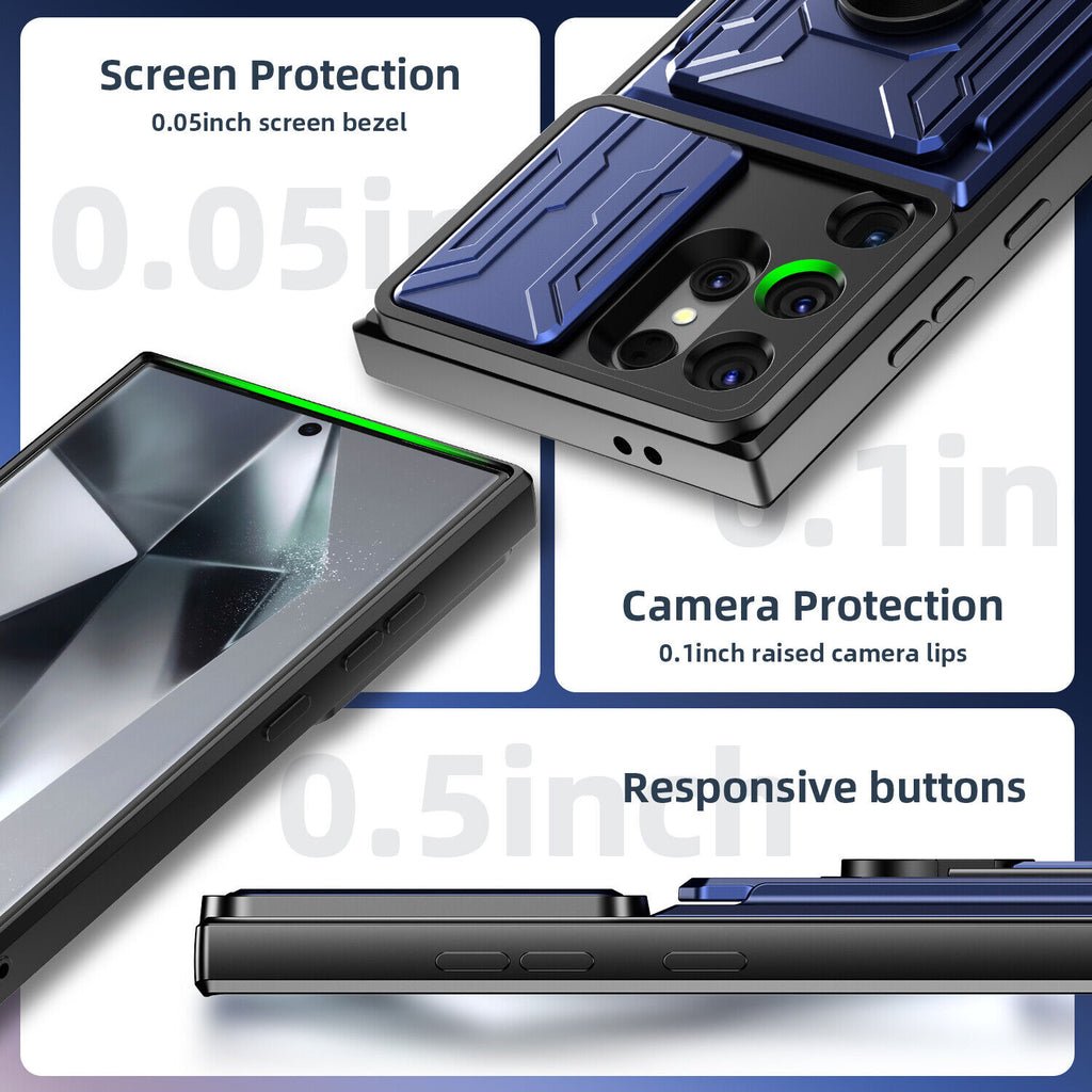 Samsung Galaxy S26 Ultra Rugged Shockproof Case Kickstand Card Cover BLUE