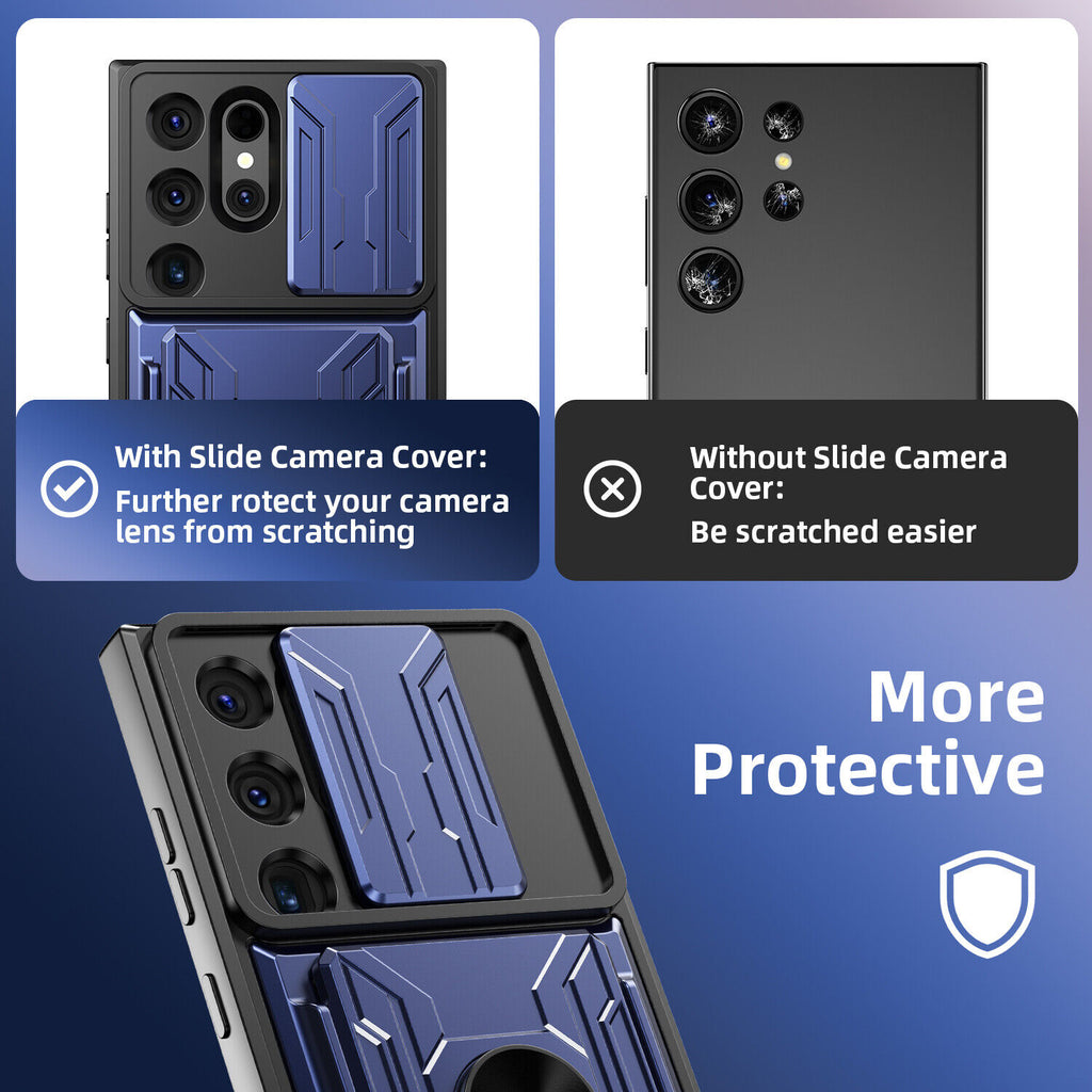 Samsung Galaxy S26 Ultra Rugged Shockproof Case Kickstand Card Cover BLUE