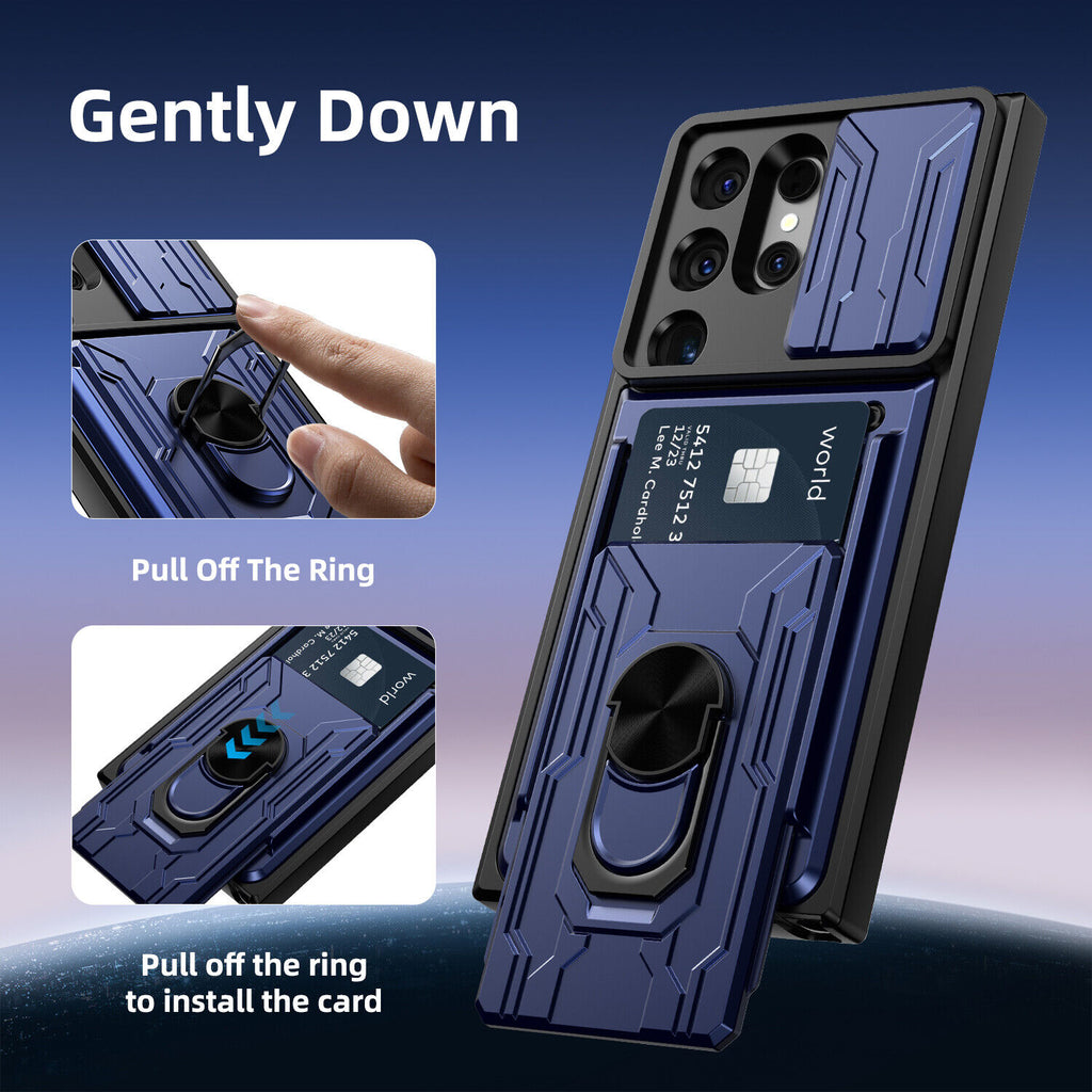 Samsung Galaxy S26 Ultra Rugged Shockproof Case Kickstand Card Cover BLUE