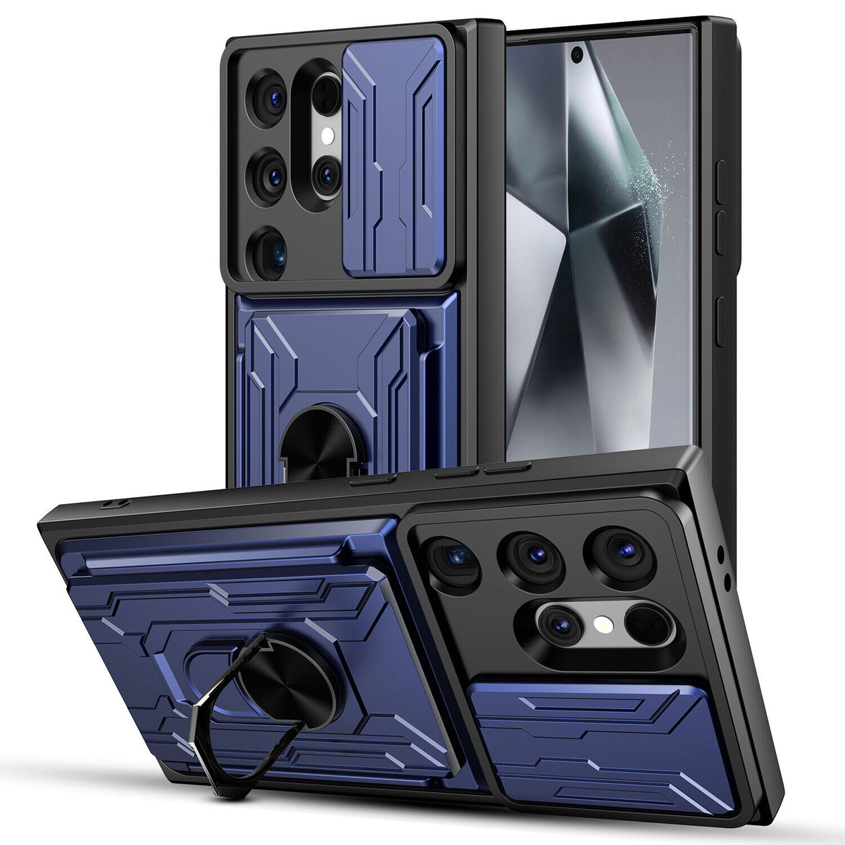 Samsung Galaxy S26 Ultra Rugged Shockproof Case Kickstand Card Cover BLUE
