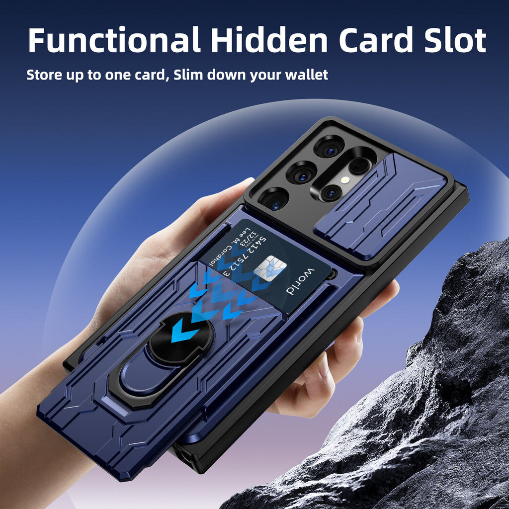 Samsung Galaxy S26 Ultra Rugged Shockproof Case Kickstand Card Cover BLUE