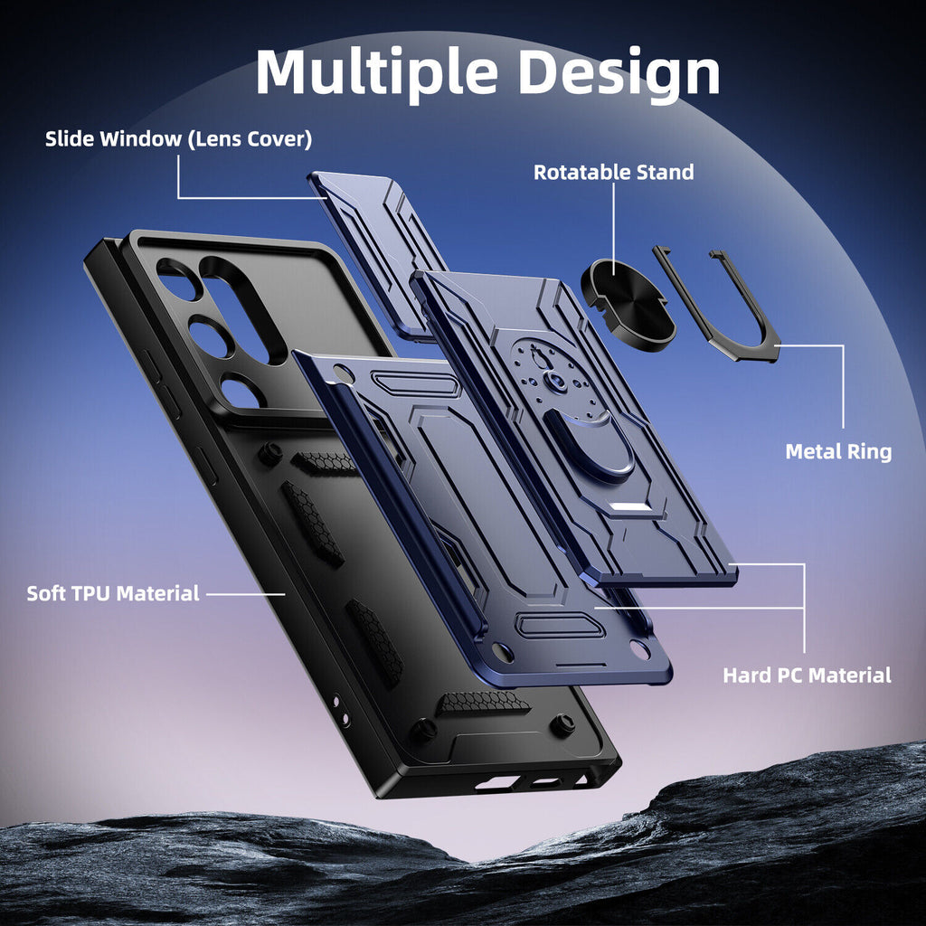 Samsung Galaxy S26 Ultra Rugged Shockproof Case Kickstand Card Cover BLUE