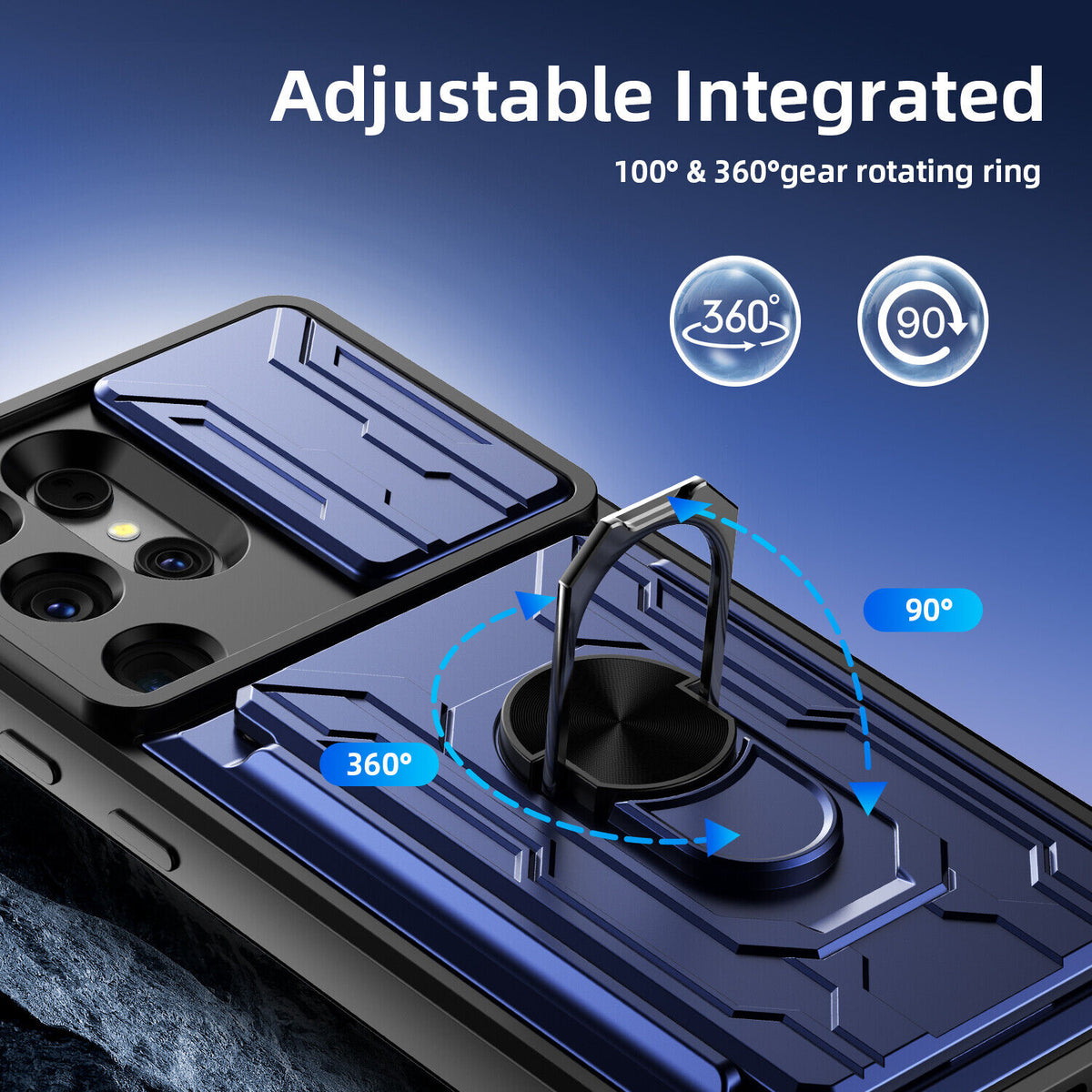 Samsung Galaxy S26 Ultra Rugged Shockproof Case Kickstand Card Cover BLUE