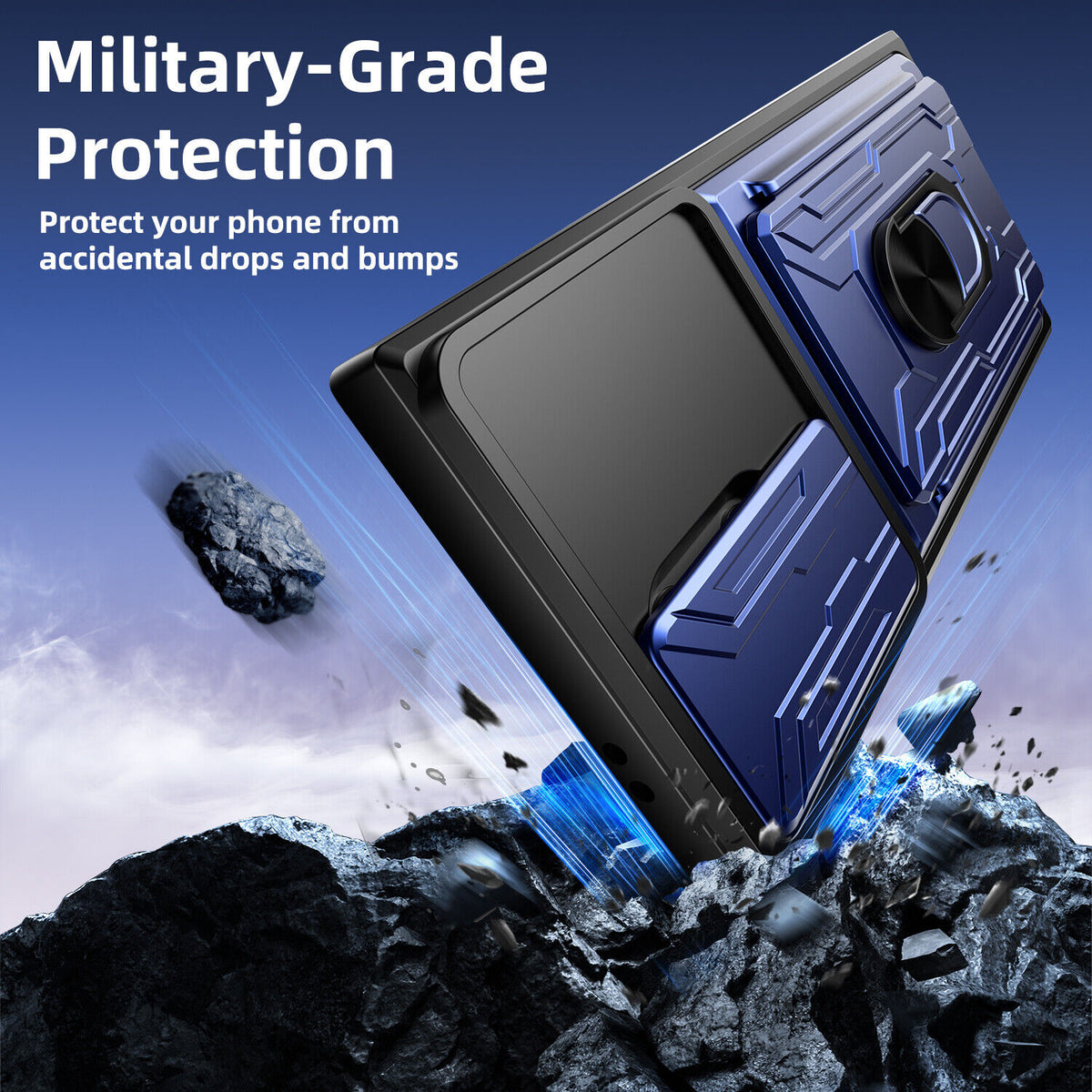 Samsung Galaxy S26 Ultra Rugged Shockproof Case Kickstand Card Cover BLUE