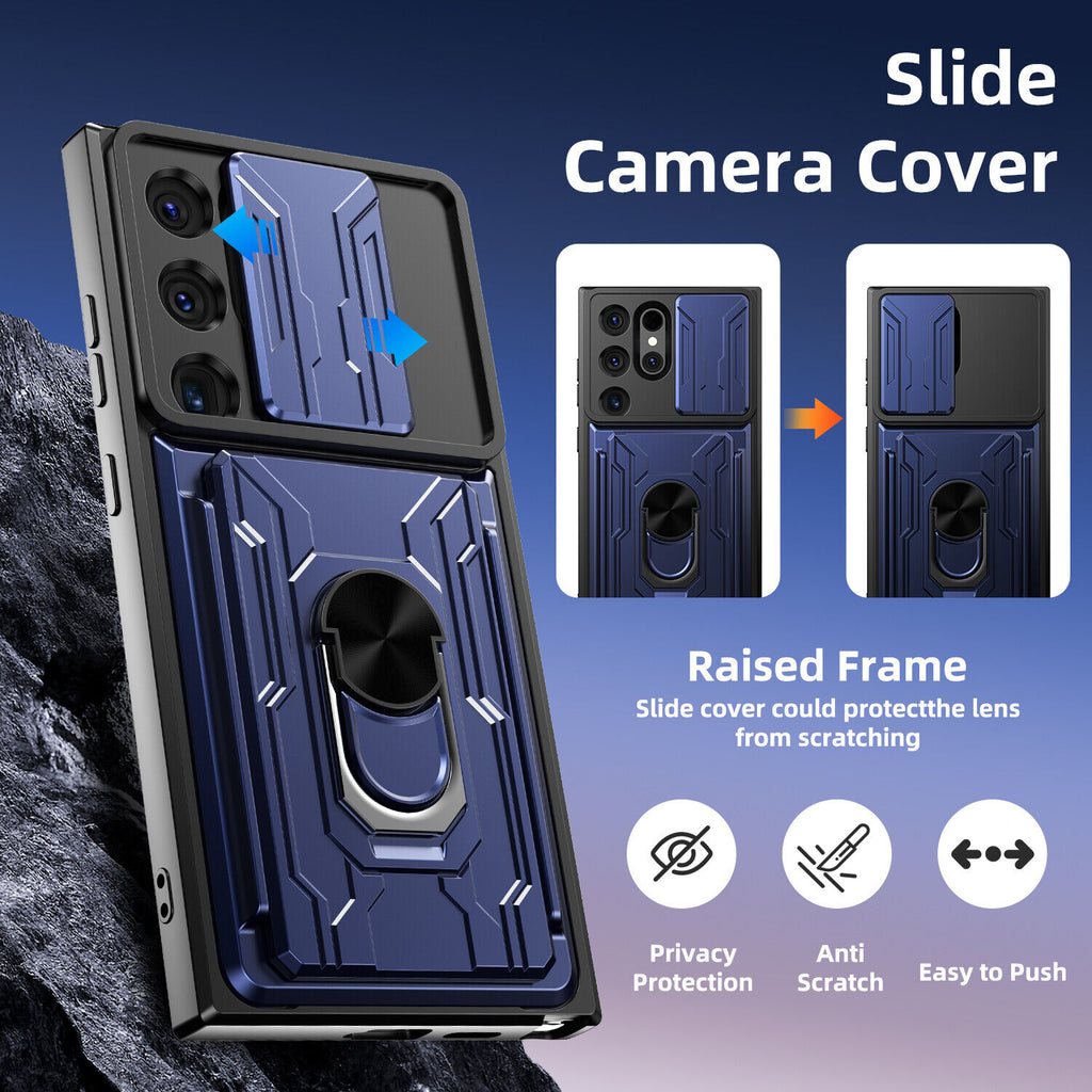 Samsung Galaxy S26 Ultra Rugged Shockproof Case Kickstand Card Cover BLUE