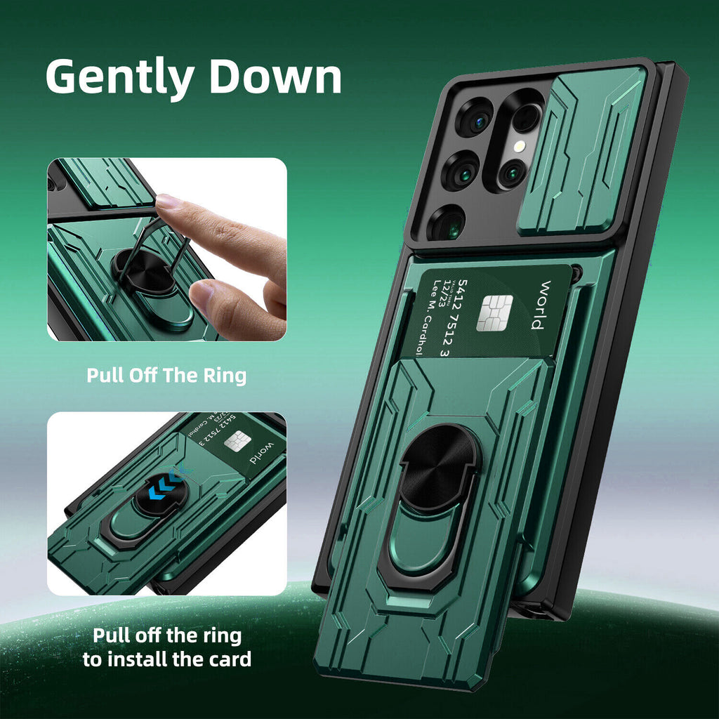 Samsung Galaxy S26 Ultra Rugged Shockproof Case Kickstand Card Cover GREEN