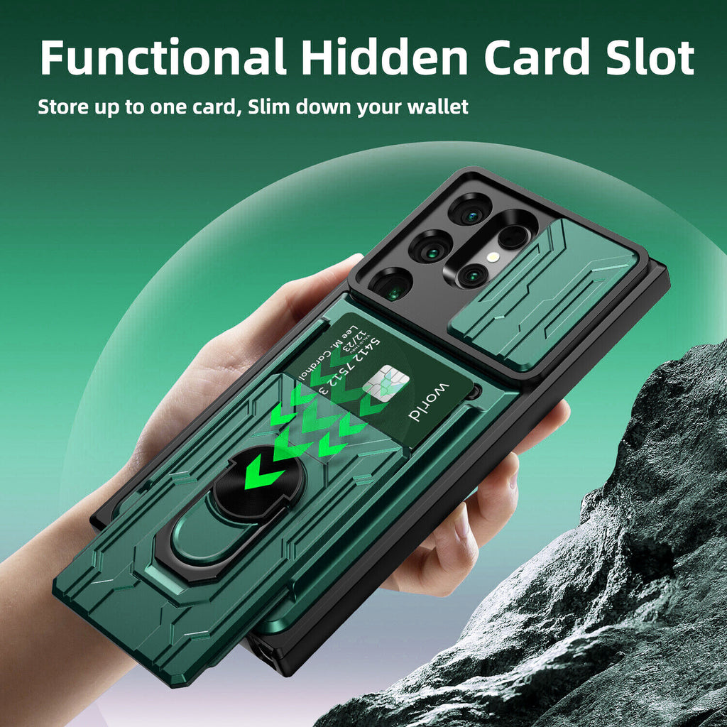 Samsung Galaxy S26 Ultra Rugged Shockproof Case Kickstand Card Cover GREEN