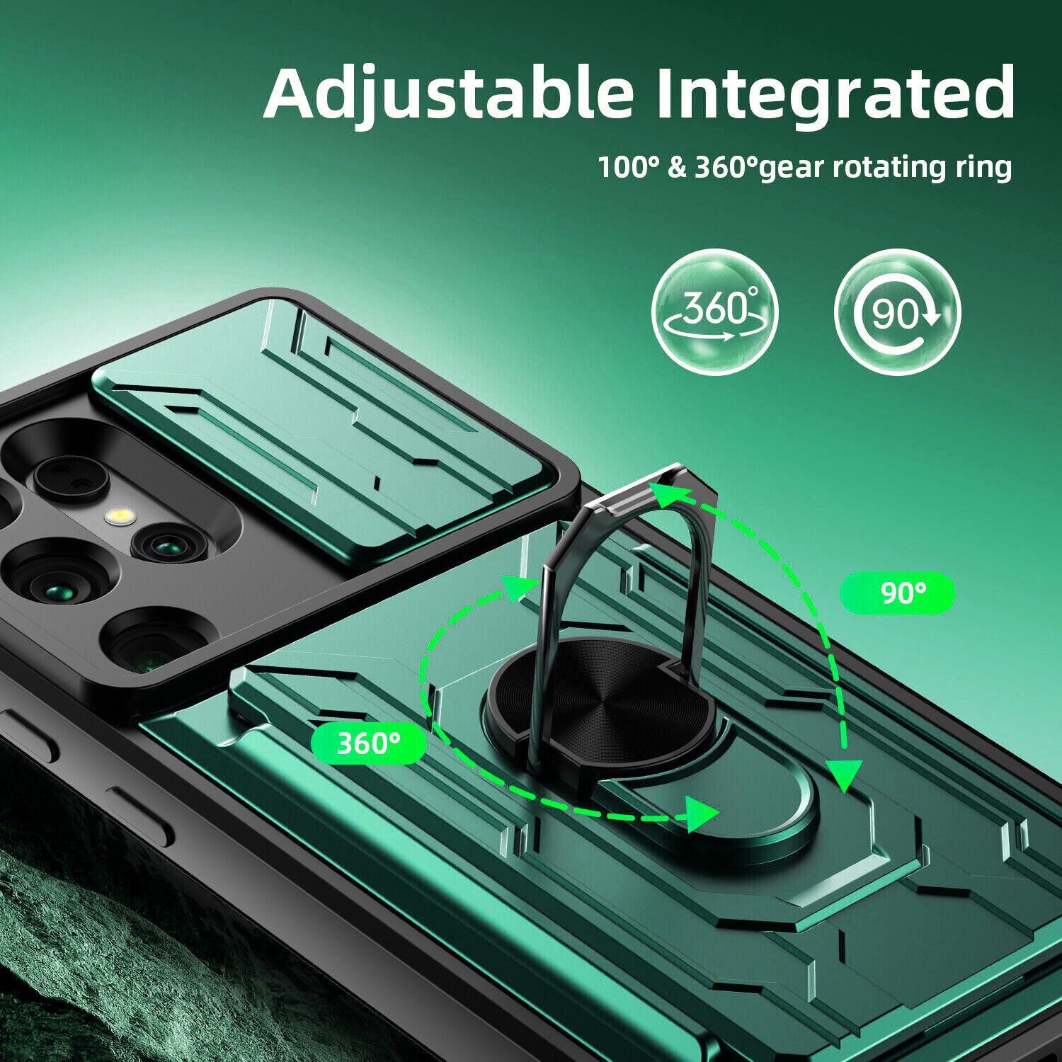 Samsung Galaxy S26 Ultra Rugged Shockproof Case Kickstand Card Cover GREEN