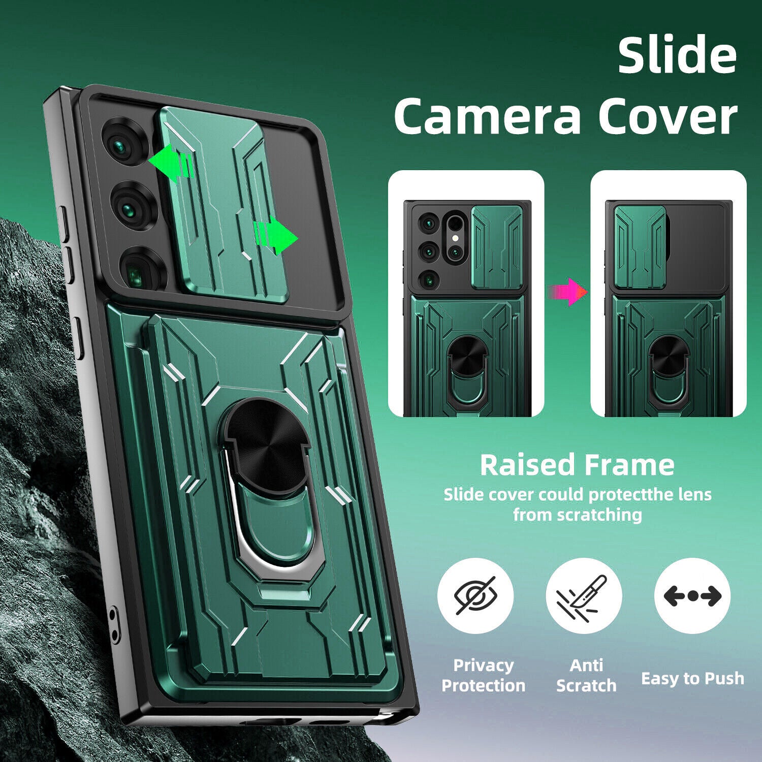 Samsung Galaxy S26 Ultra Rugged Shockproof Case Kickstand Card Cover GREEN