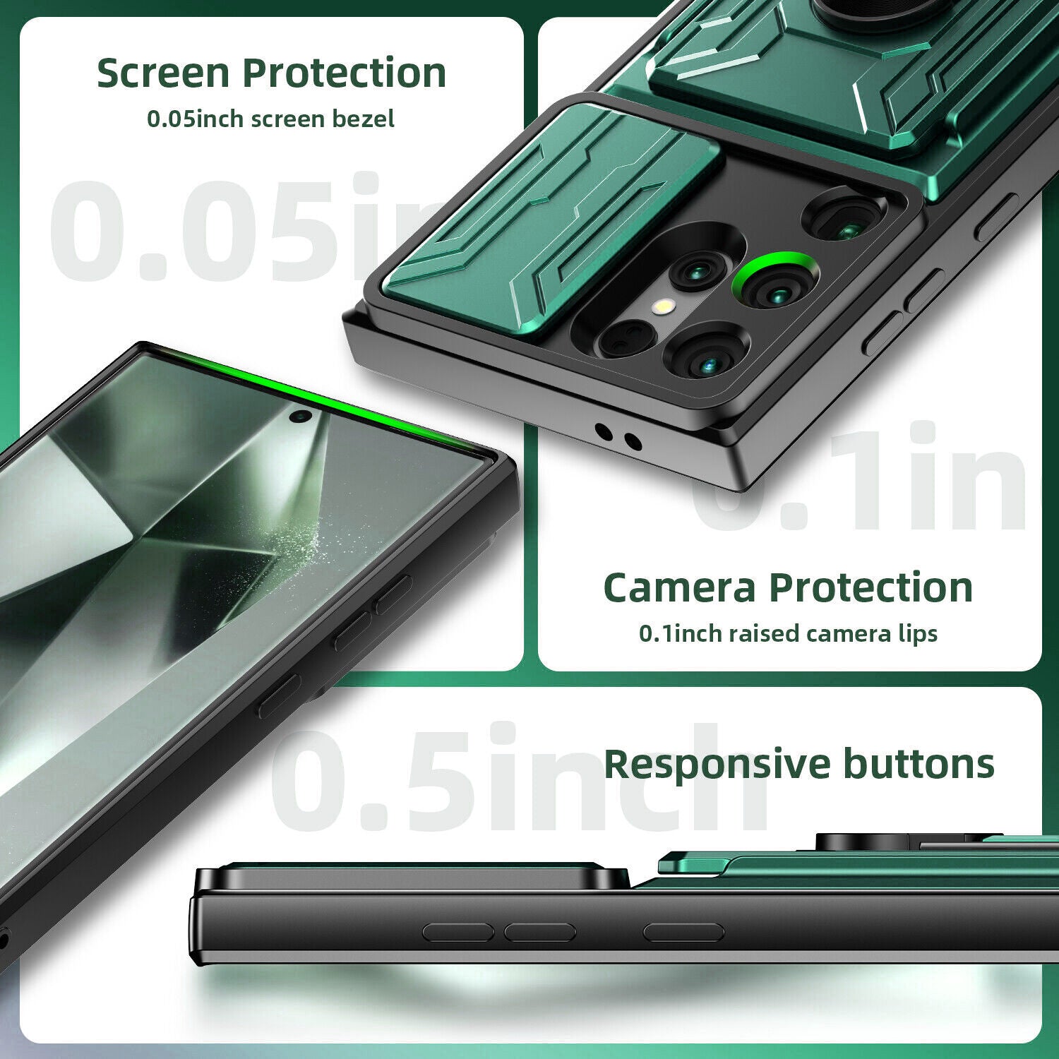 Samsung Galaxy S26 Ultra Rugged Shockproof Case Kickstand Card Cover GREEN